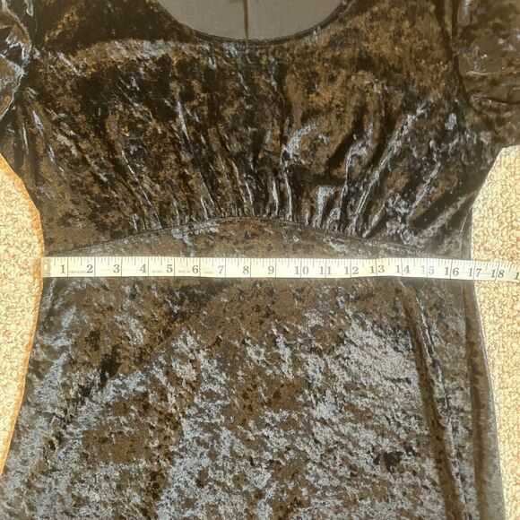 Brett Alexander Womens Crushed Velvet Babydoll Dress Size 14 Black Whimsigoth - Picture 7 of 8